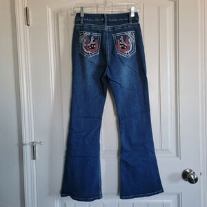 High Waisted American Flag Flare Jeans